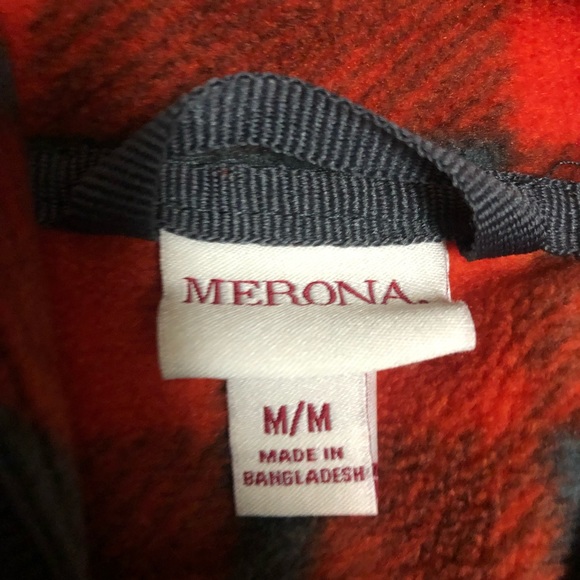 Merona | Red Plaid Fleece Jacket Size Medium - Picture 4 of 4